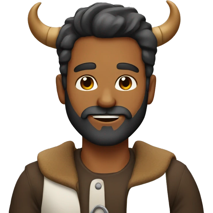 BROWN MAN WITH BEARD AND HORNS emoji