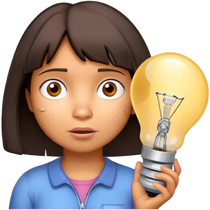 dora the explorer with a cracked lightbulb above her head looking dumb emoji