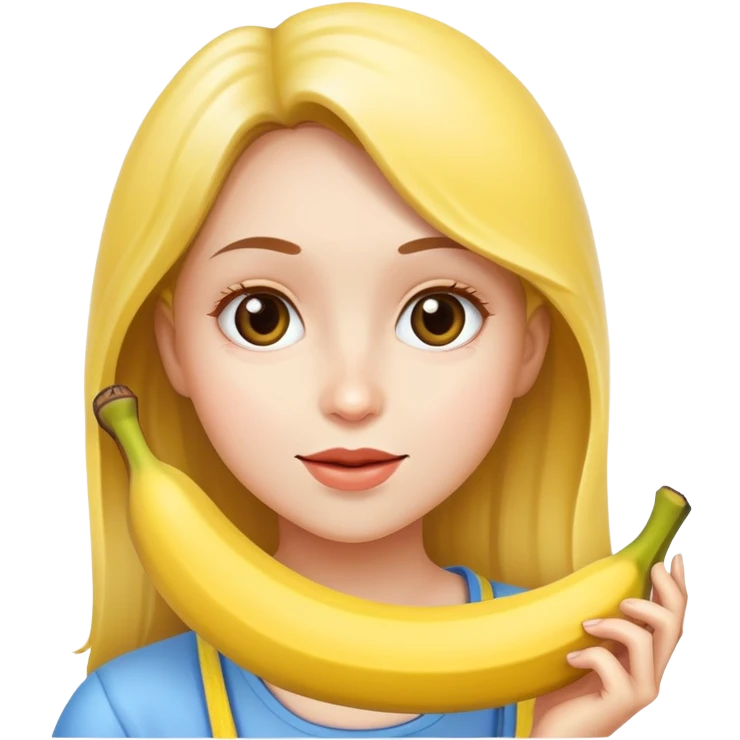 Girl with banana in next to face  emoji