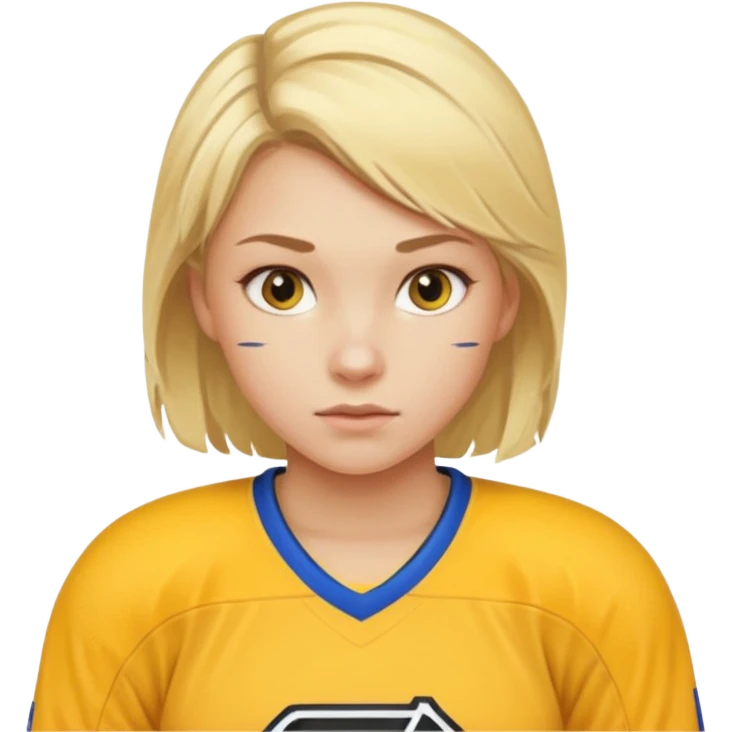 Girl hockey player with yellow jersey full body emoji