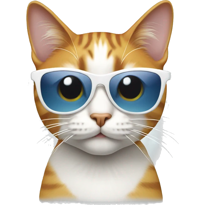 cat white with sunglasses  emoji