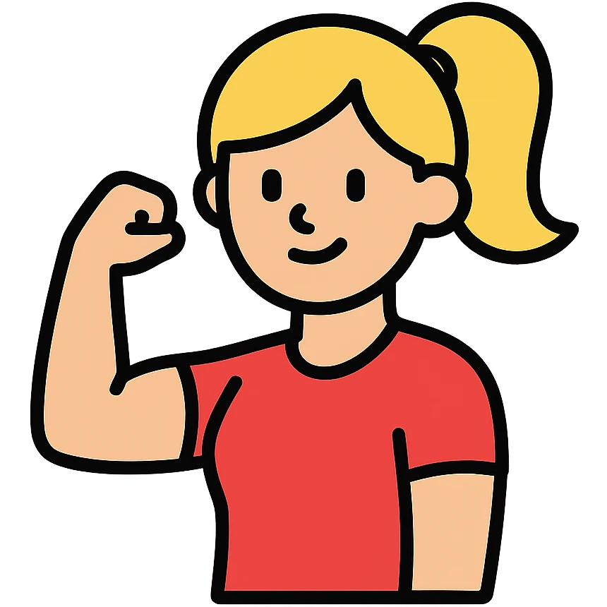 strong blond woman flexing emoji