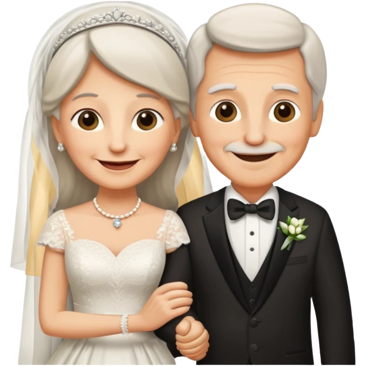 old couple on wedding day emoji