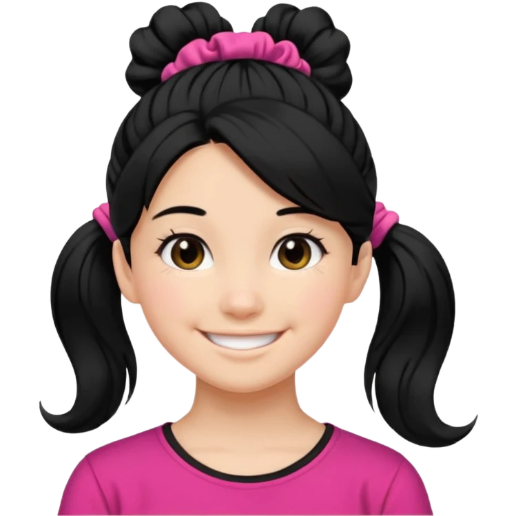 Teen girl with scrunchie ponytail black hair emoji