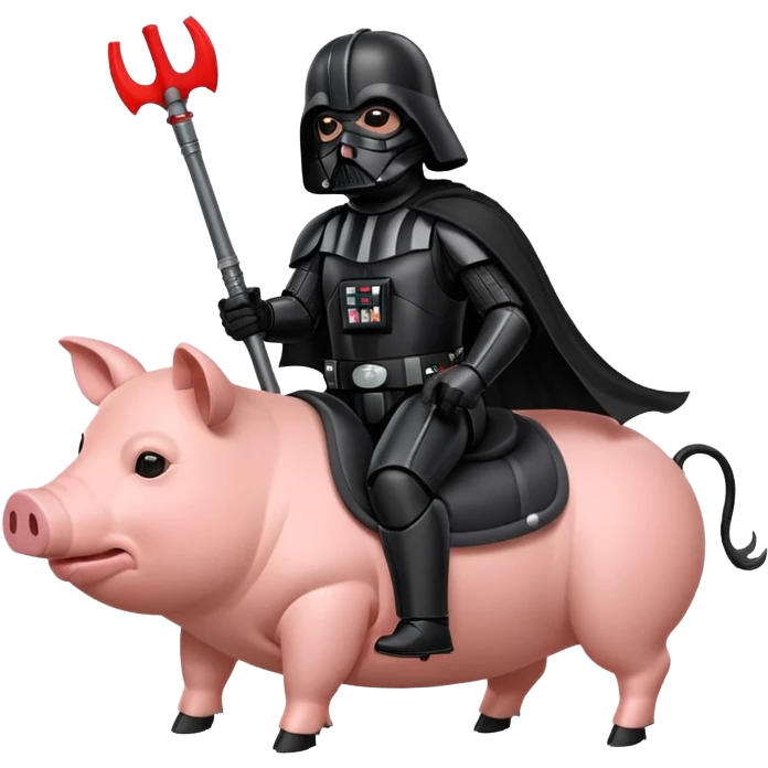 Dark Vader from Star Wars riding a pig emoji