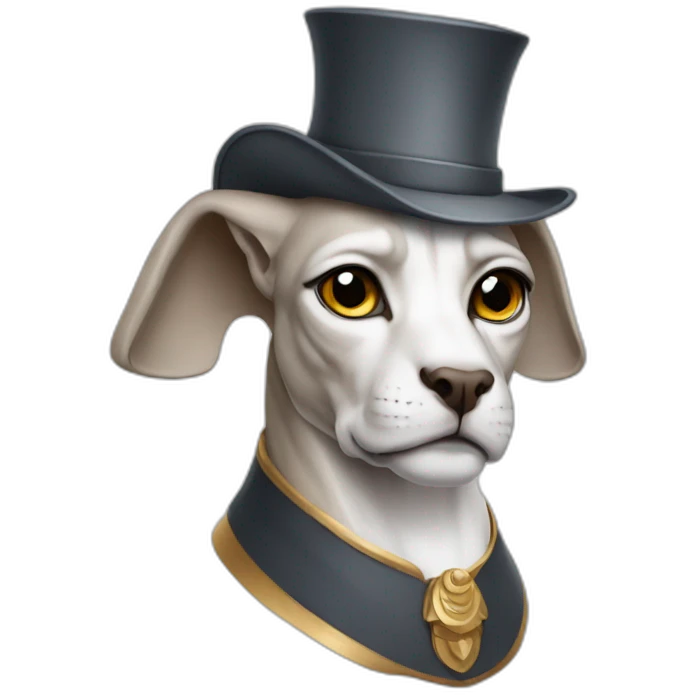 sphinx with a white nose and a gray head in a hat emoji