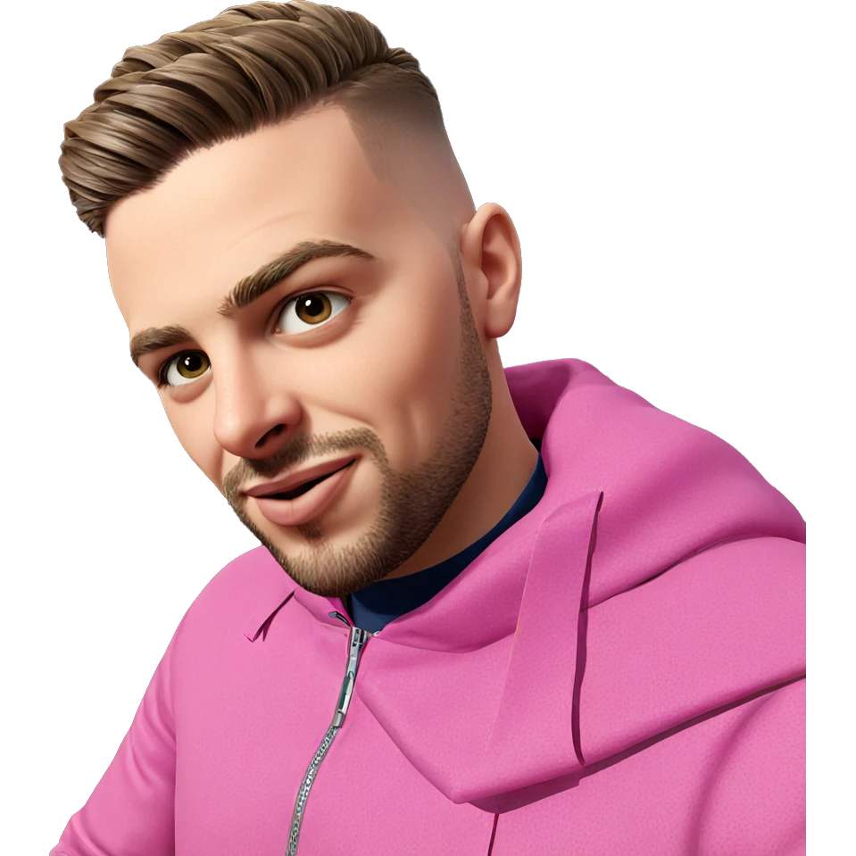 bearded boy in pink jacket emoji