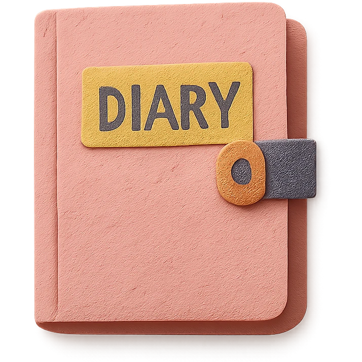 a pink diary, paper craft style emoji
