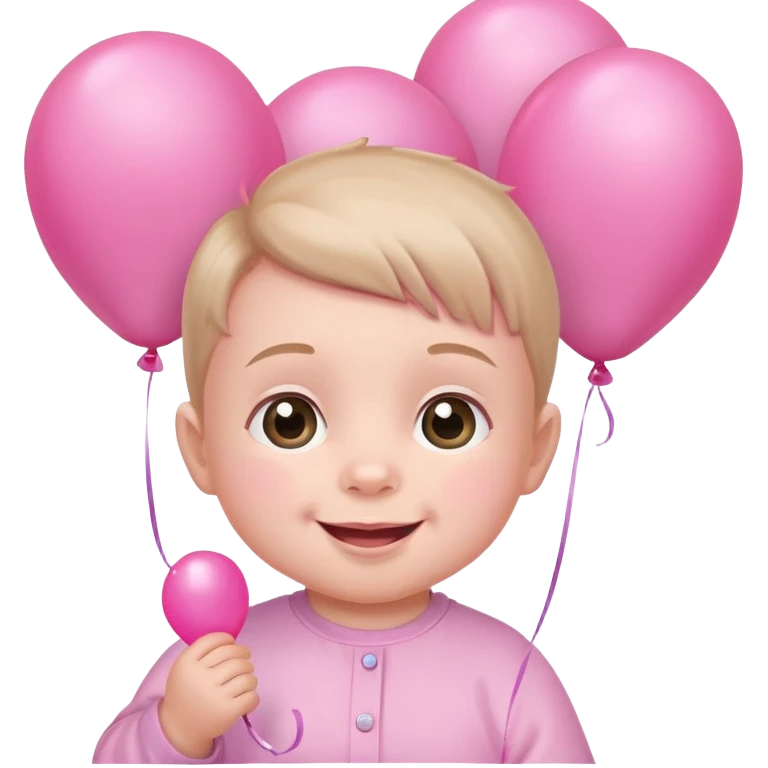 cute smiling baby holding pink balloons emoji