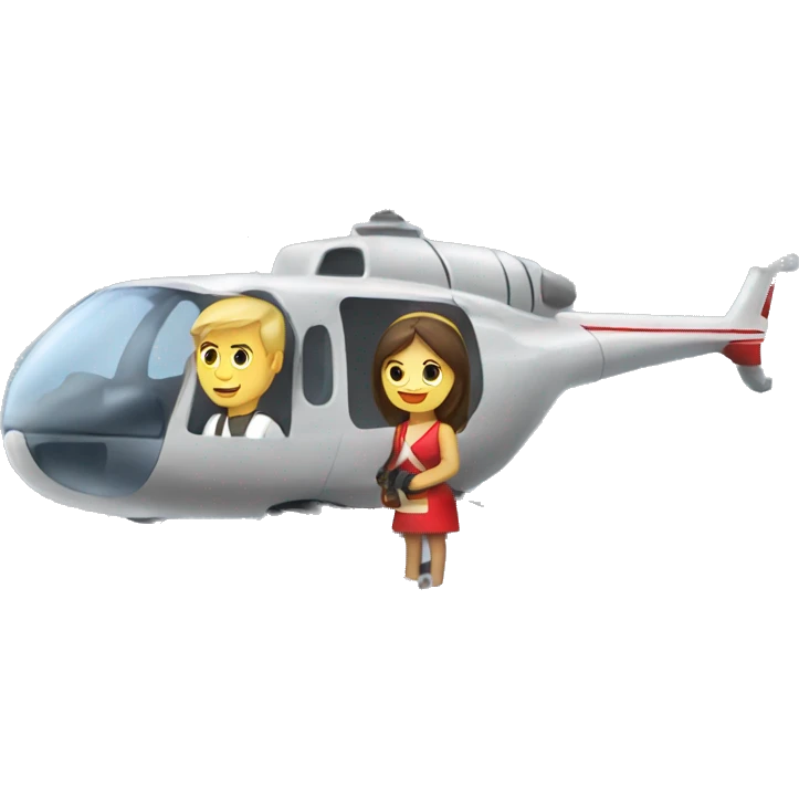 Slavic guy with a girl on a helicopter emoji