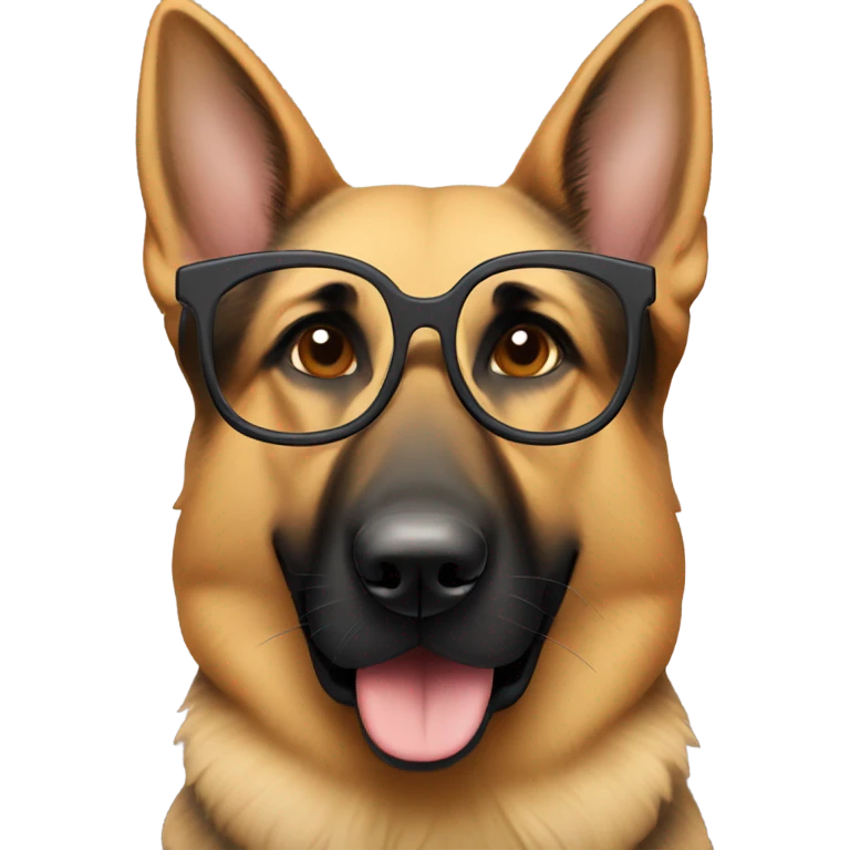 German shepherd with glasses emoji