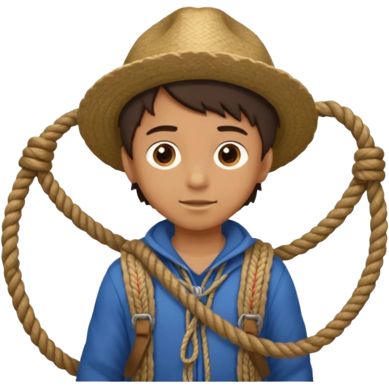 Boy carrying rope,Jungle Explorers. emoji