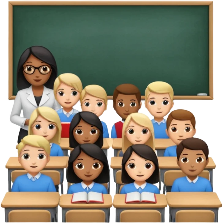 Создай комекс 24 учиника и учительницы в школе за партой emoji