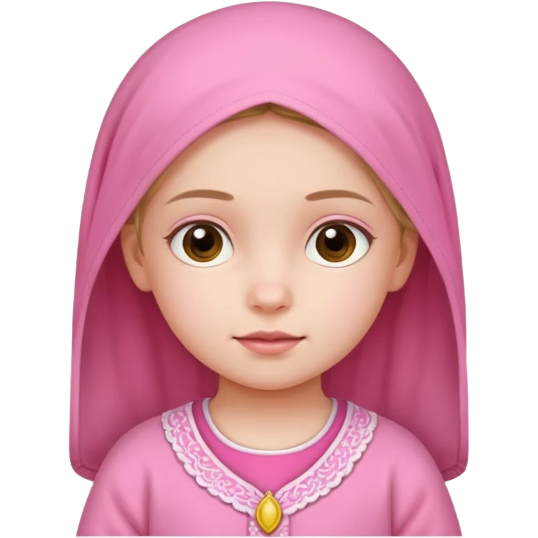 Cute little girl wearing pink clothes and feeling calm poster with Ghabali design emoji