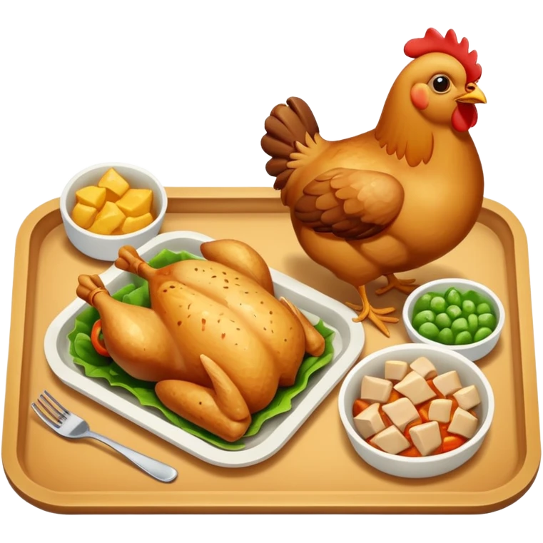 rectangle tray meal with chicken emoji