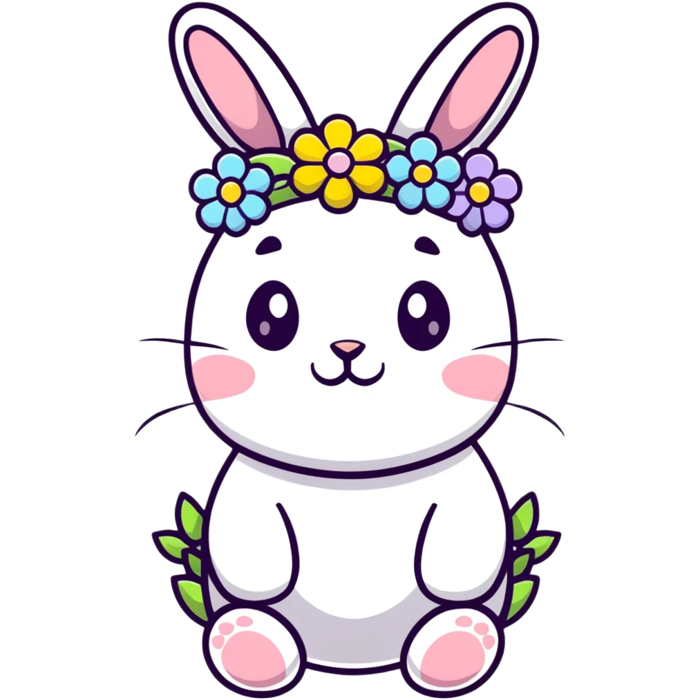 happy Easter bunny wearing a flower crown emoji