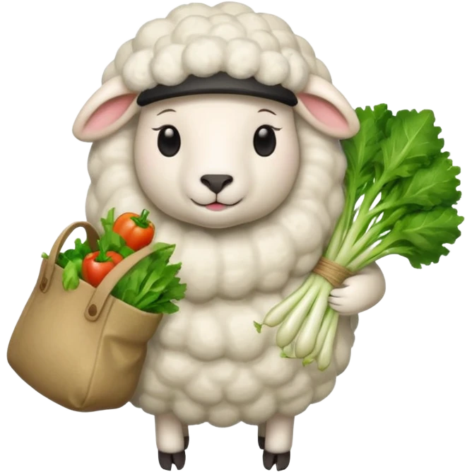 sheep holding vegetables bag emoji