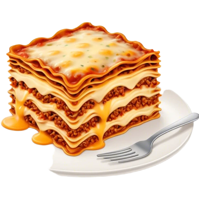 Cinematic Realistic Lasagne alla Bolognese Dish Emoji, depicted with layered pasta, rich meat sauce, and melted cheese rendered with exquisite detail and hearty, warm lighting. emoji