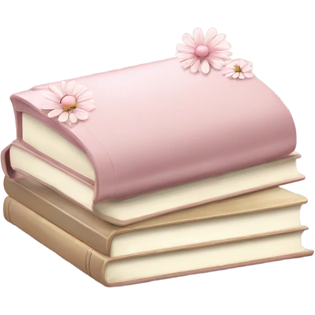 Four light Pink & beige book stable with flower emoji