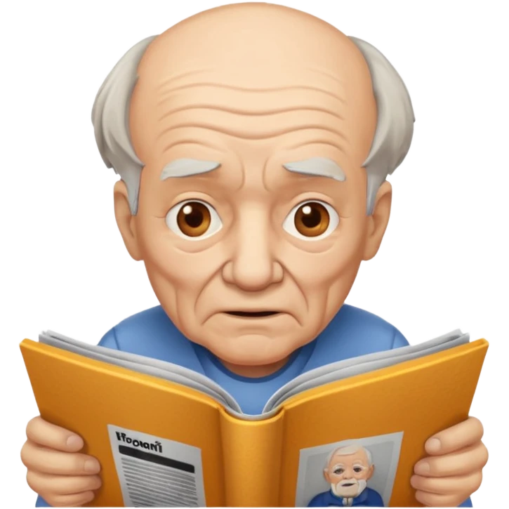 old man, reading magazine emoji