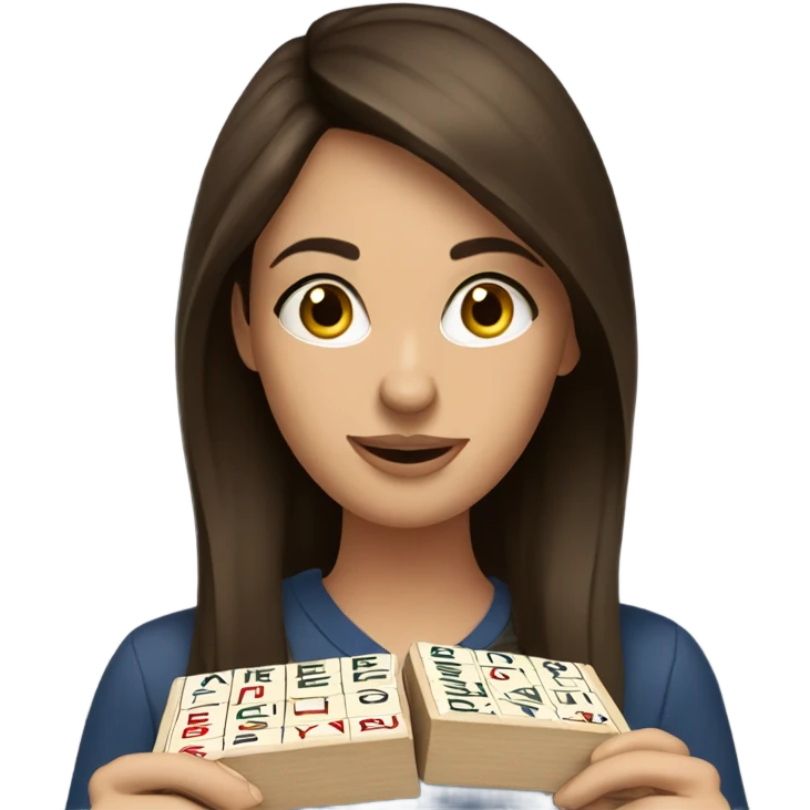 Brunette playing scrabble emoji