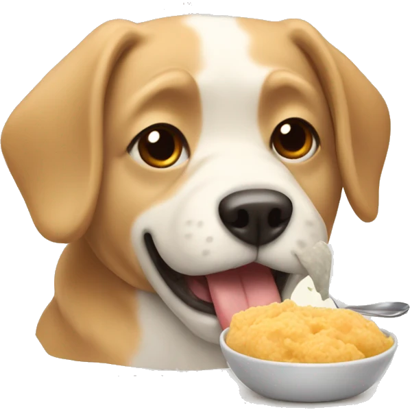 A dog eating fufu emoji