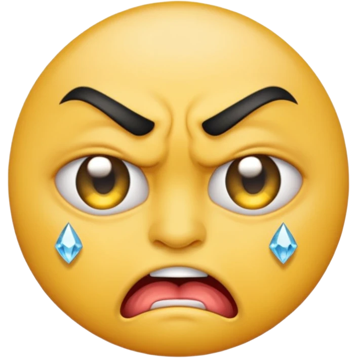 yellow round grimacing emoji, diamond grill, single teardrop tattoo under eye emoji
