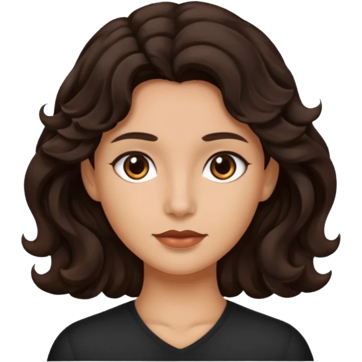 Piel morena con cabello castaño oscuro ondulado emoji