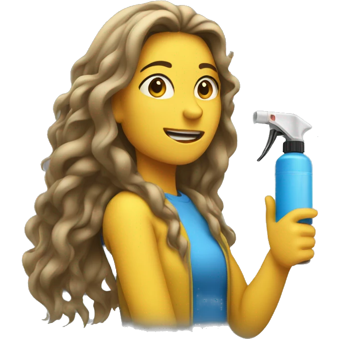 Long haired Woman spraying spray  emoji