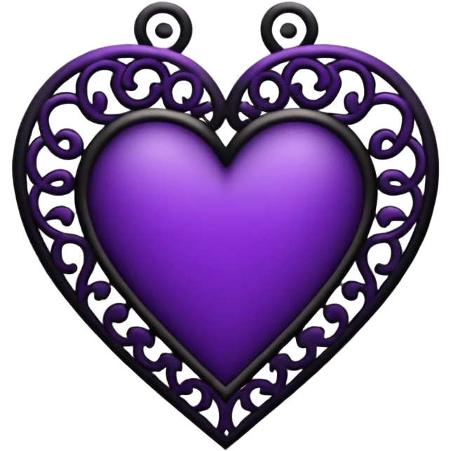 goth heart with purple lace and black filigree emoji