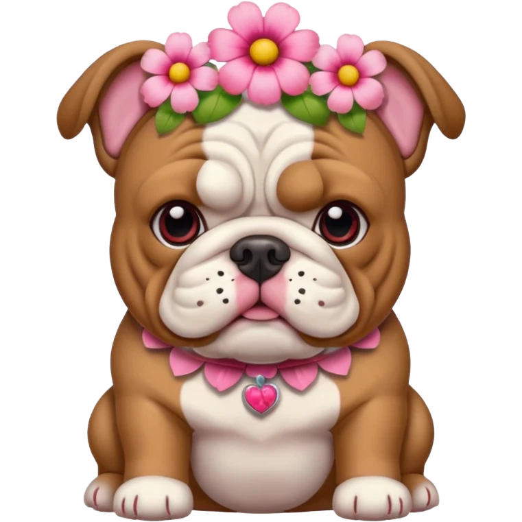 Bulldog with flowers  emoji