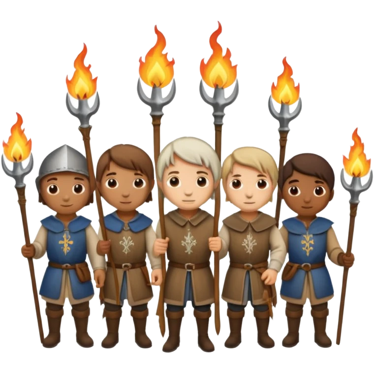 les villageois qui certains ont des fourches + torches sapé en moyen age emoji