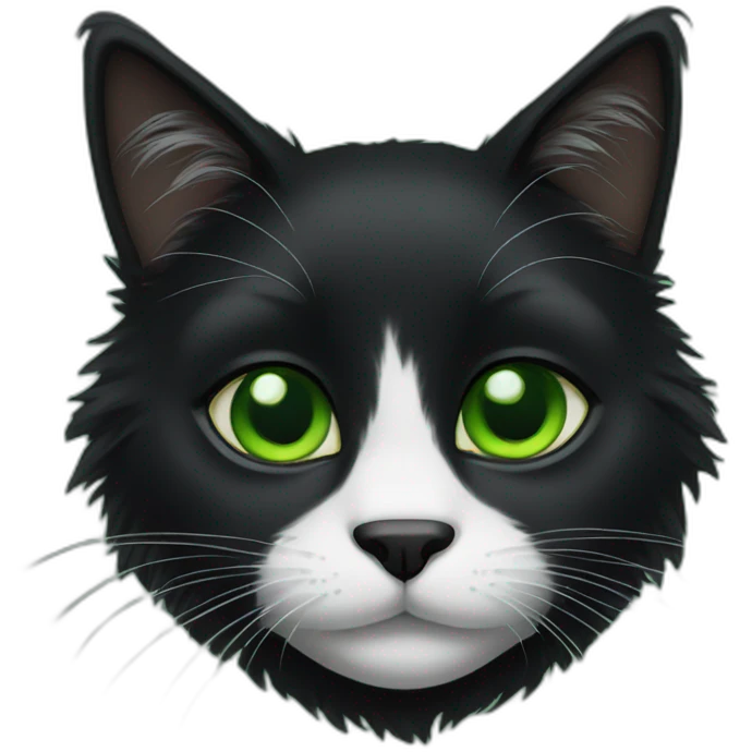 Black furry cat green eyes emoji