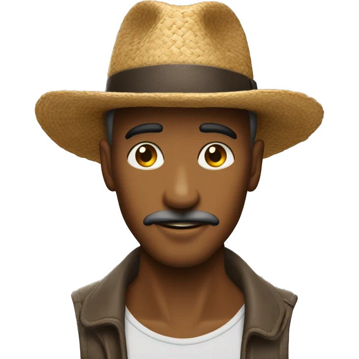 Homme qui tient son chapeau au nivau du ventre  emoji