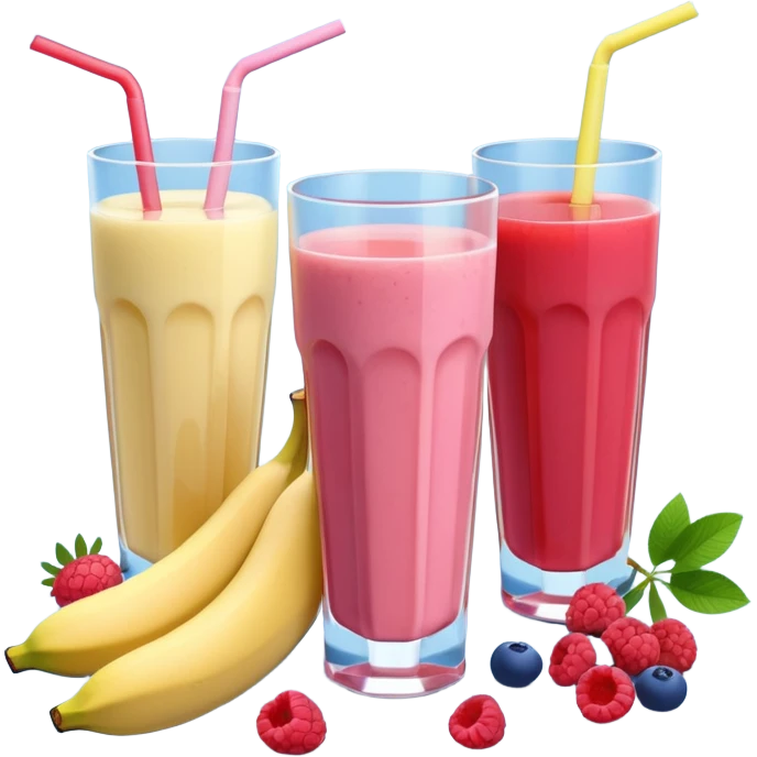 Juice contains: Strawberry Yoghurt, Blueberries, Apple Juice, Raspberries, Banana & Ice. In 3D. Aesthetic emoji