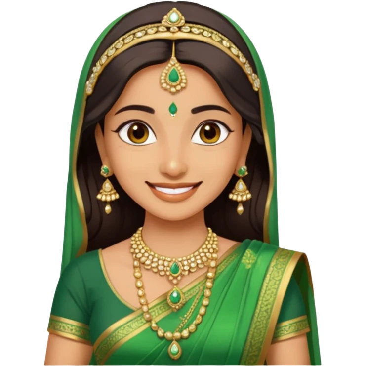 Indian bride in green saree emoji
