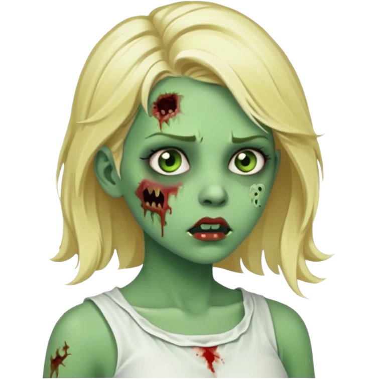 zombie blonde girl with white skirt, green skin and that it be in profile form  emoji
