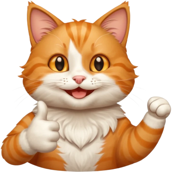 Cat smiling and giving thumbs up emoji