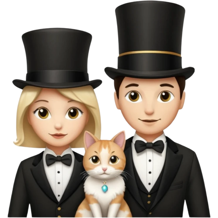 magician couple and their pet cat emoji