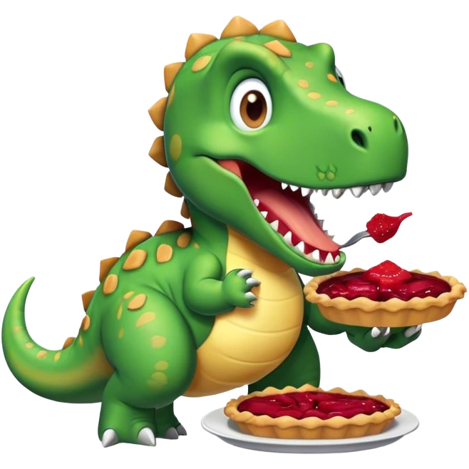 Dinosaur eating a pie emoji