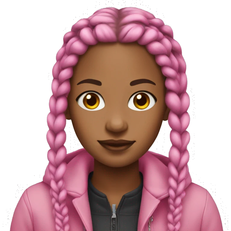 Girl with box braids and pink coat  emoji