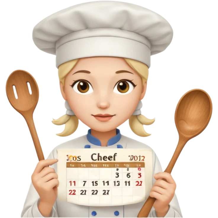 cocinera mujer con calendario emoji