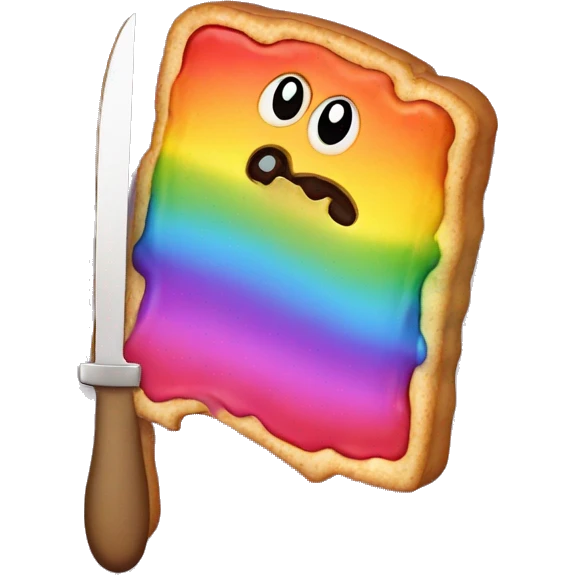 Rainbow evil poptart with a knife emoji