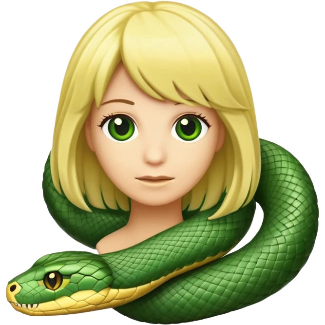 Snake with a bobbed blond wig emoji