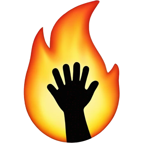Fire flame with a hand that signs a papper emoji