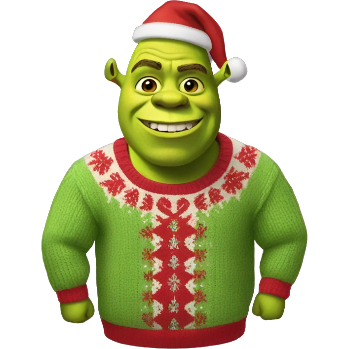 Shrek in a holiday sweater  emoji