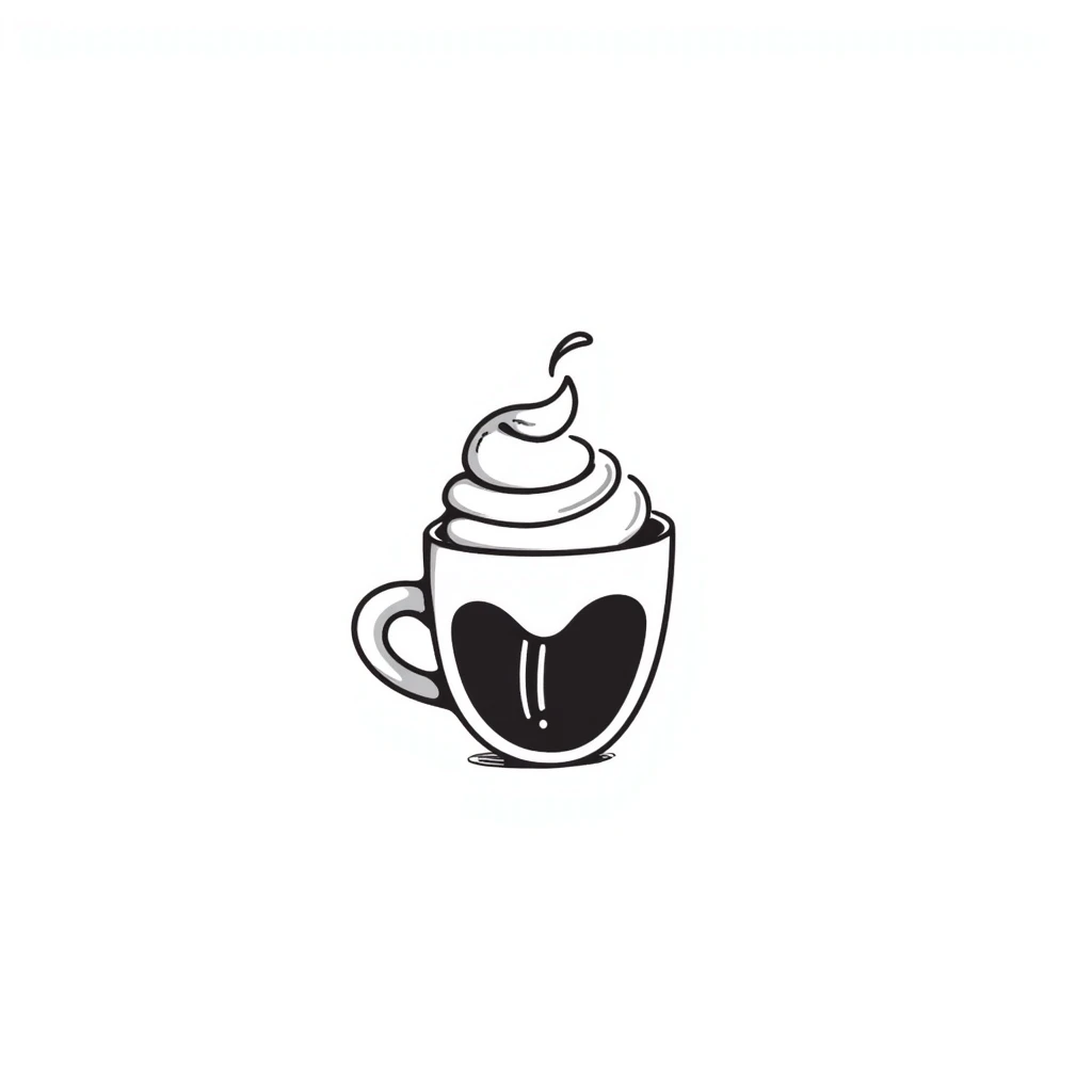 hand-drawn doodle of a cappuccino cup with steam and foam emoji