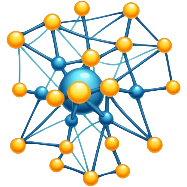 cartoon neural network with glowing nodes and connections emoji
