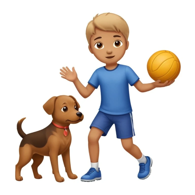kid and dog playing with ball emoji