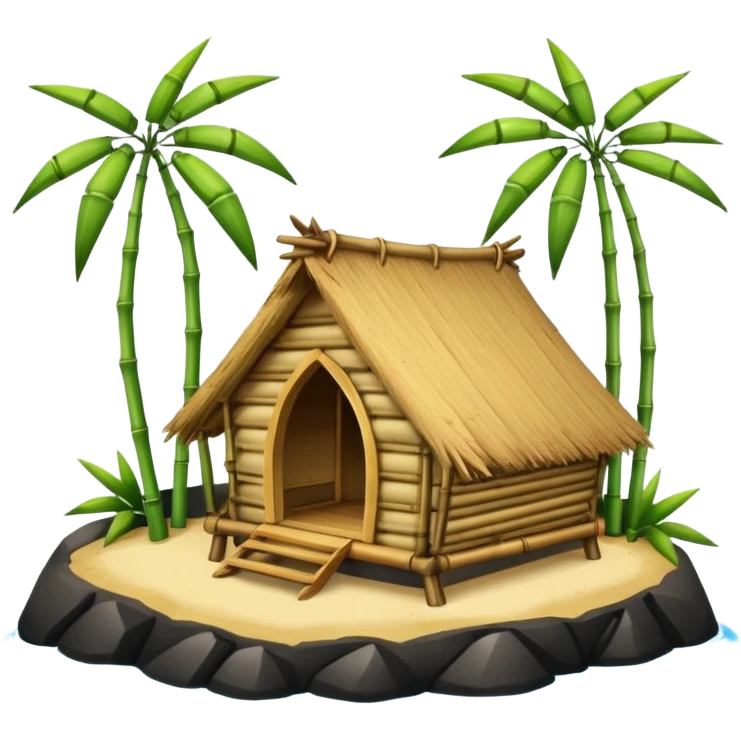bamboo hut in Volcano Island emoji